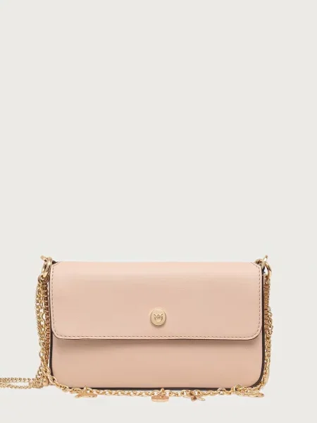 Pinko geantă crossbody pentru femei din piele roz