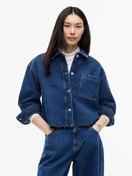 Tommy Jeans Prechodná bunda denim / svetlomodrá modrá