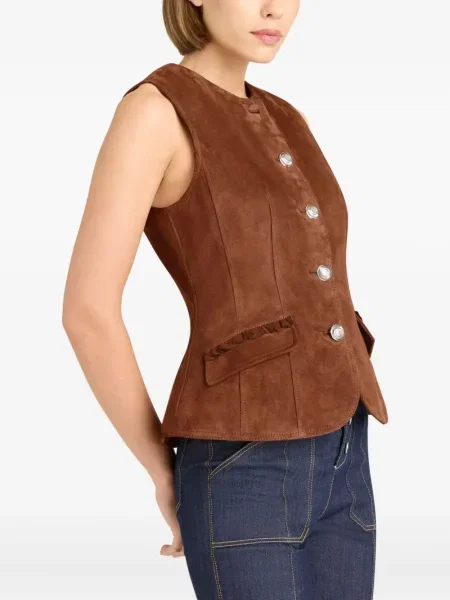 Kamizelka Cinq A Sept zamszowa brązowa