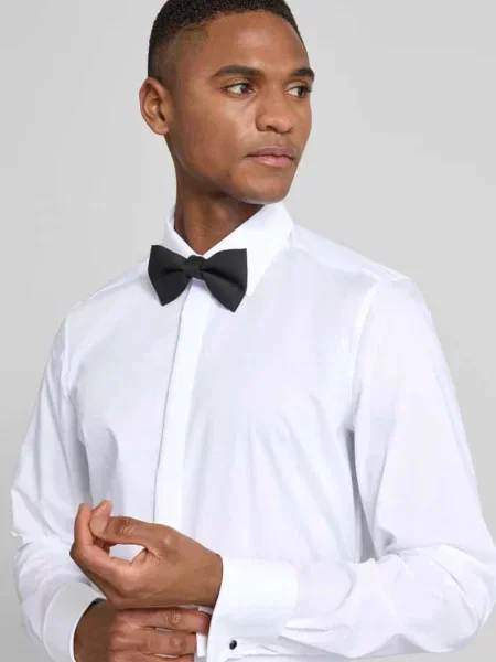 Koszula smokingowa o kroju slim fit z bawełny z dodatkiem streczu Olymp Level 5 biała