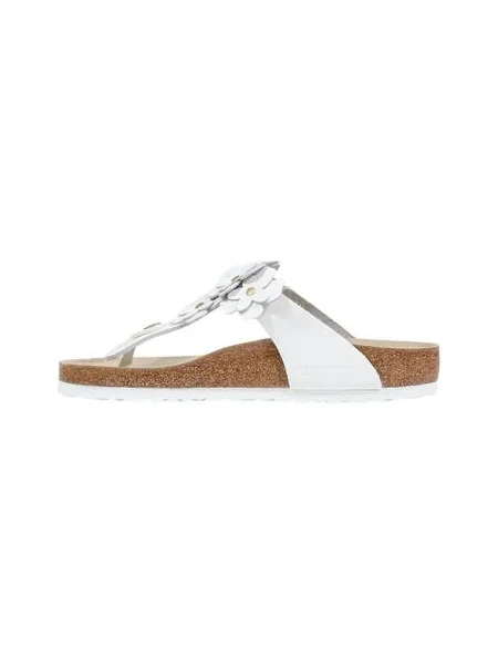 Pantofi Birkenstock cu model floral alb
