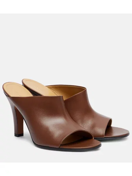 Papuci tip mules The Row din piele maro