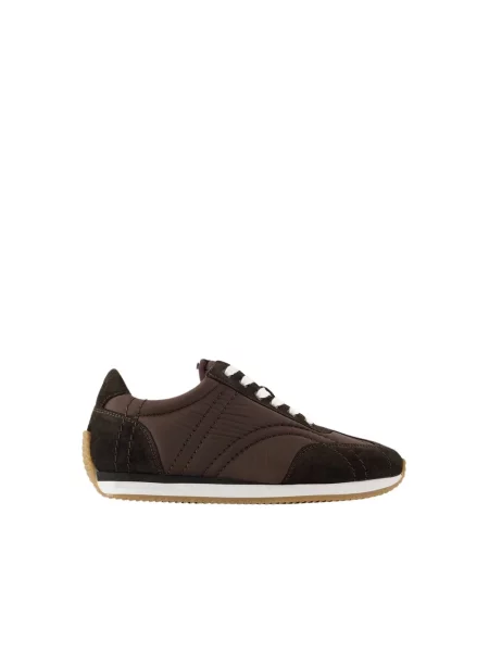 Lniane sneakersy Toteme brązowe