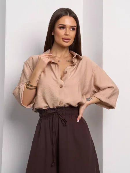 Лляна Сорочка ISSA Plus бежевий
