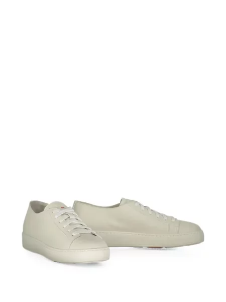 Sneakerși Santoni cu șireturi din piele alb