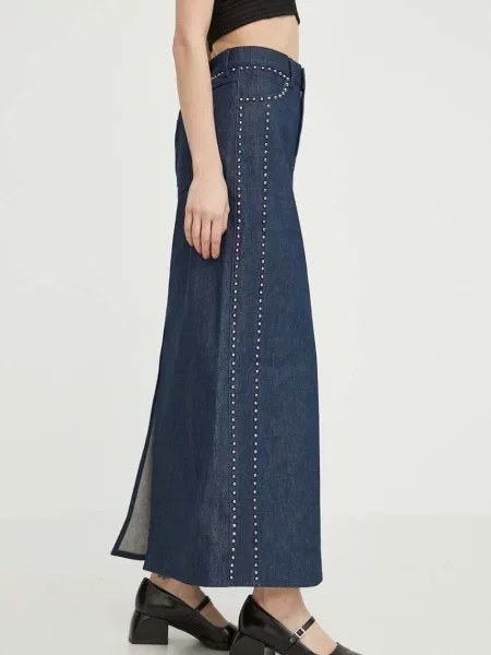 Gestuz spódnica jeansowa granatowy maxi prosta