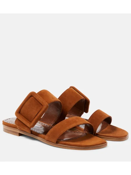 Sandale Manolo Blahnik din piele de căprioară maro