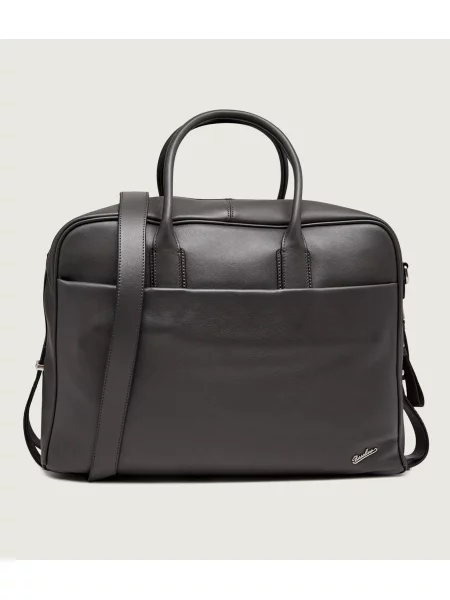 BORSALINO De piele geantă pentru laptop gri