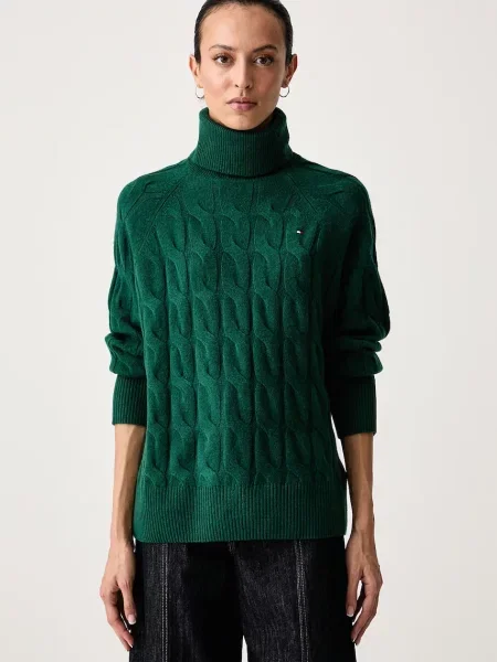 Pulover Tommy Hilfiger de lână verde