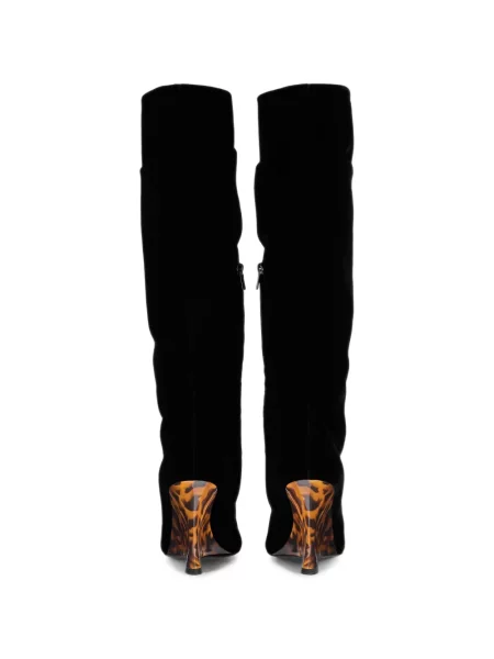 Botine Balmain de catifea cu pană negru