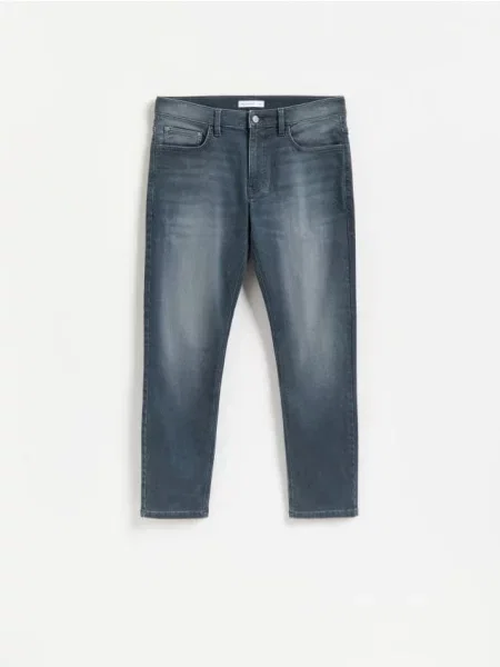 Reserved Blugi slim cu efect prespălat gri