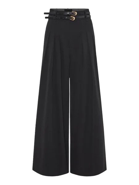 Funky Buddha Kalhoty se sklady v pase černá