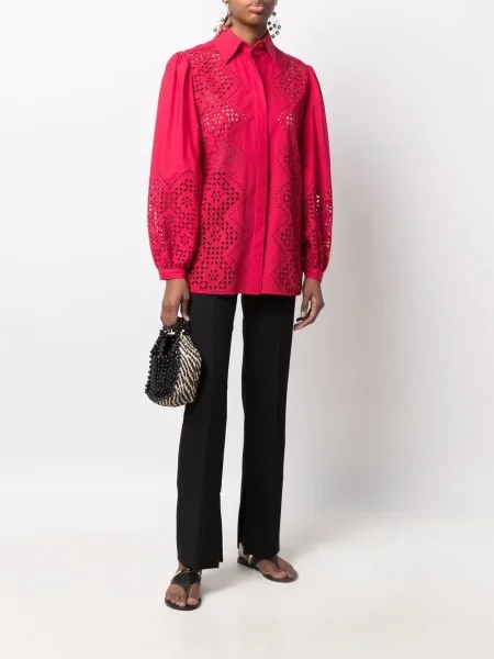 Cămașă Alberta Ferretti cu broderie roz