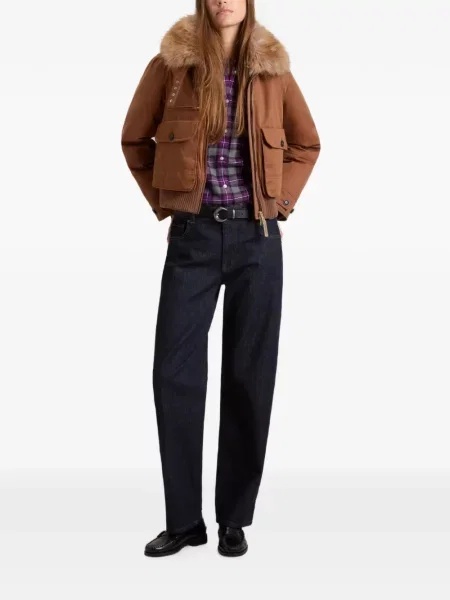 Gulerat geacă bomber Woolrich cu blană maro