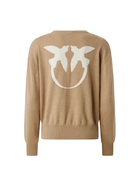 Sweter Pinko z kaszmiru z logo beżowy