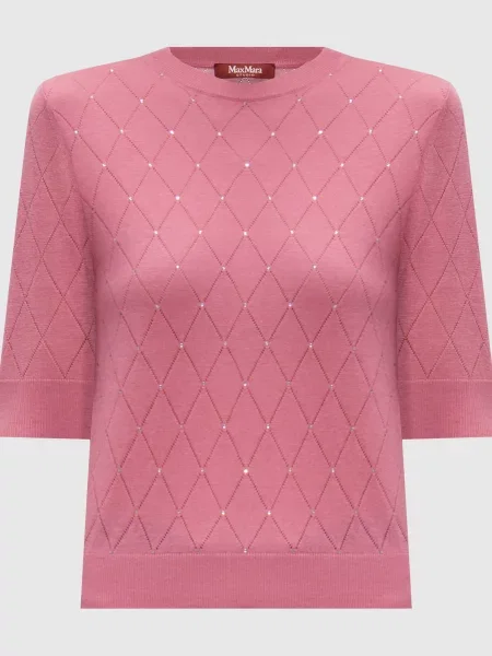 Топ PATRIK з вовни і шовку з кристалами Max Mara рожевий