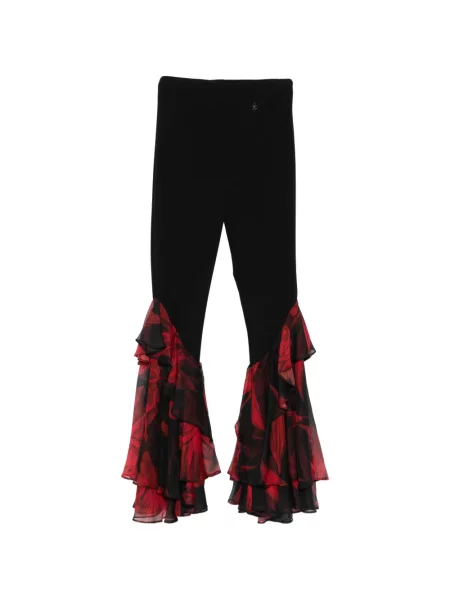 Pantaloni Babylone Paris cu volane evazate negru