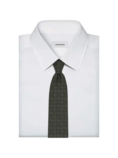 Cravată Ferragamo de mătase verde