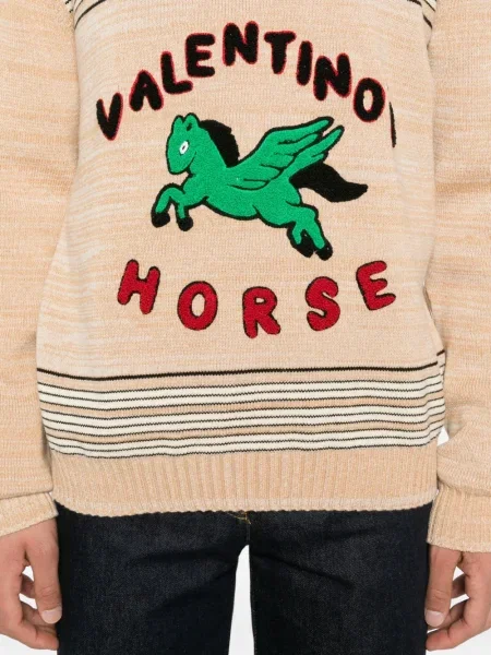 Pulover Valentino Garavani cu broderie cu dungi