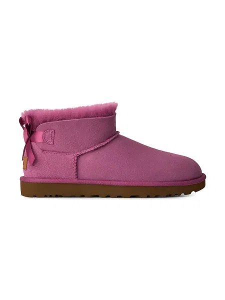 UGG W Ultra Mini Bailey Bow cizme de zăpadă pentru femei din piele întoarsă roz