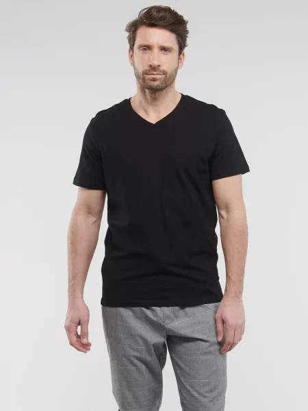 V-nyakú pólóing Jack & Jones fekete
