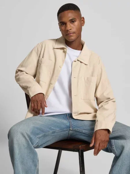 Kurtka koszulowa o kroju regular fit z czystej bawełny model ‘REGTATE’ Selected Homme biała