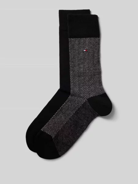 Skarpety długie z bawełny mieszanej w zestawie 2 szt. Tommy Hilfiger czarne