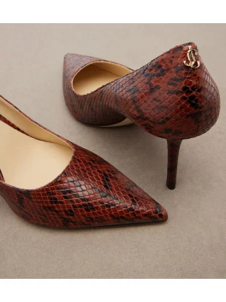 Pantofi cu toc Jimmy Choo din piele cu model piele de șarpe maro