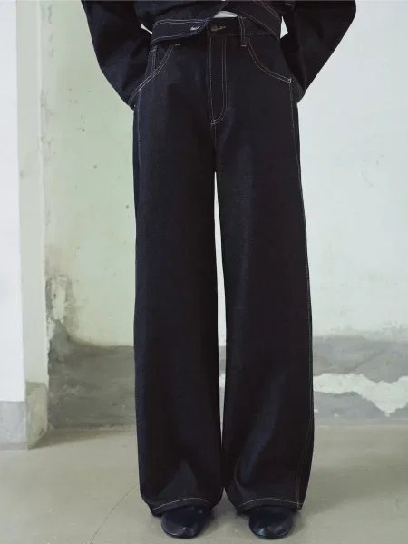 Широкі джинси MANGO темно-синій сині