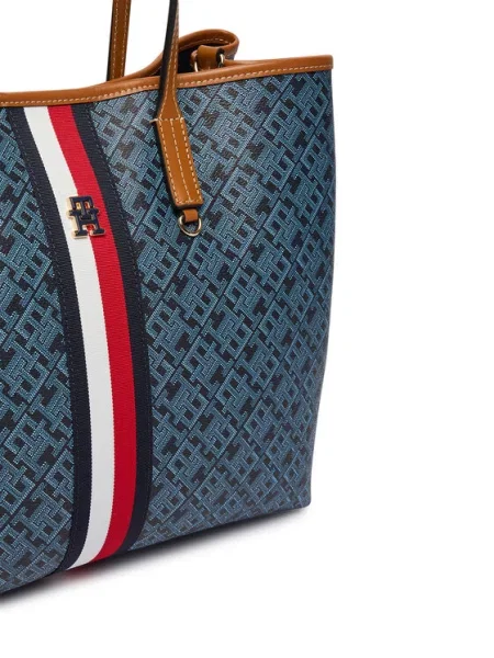 Tommy Hilfiger Дамска чанта Th Monoplay Satchel Corp Тъмносин