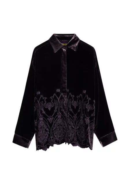 Cămașă Momoni cu broderie de catifea violet