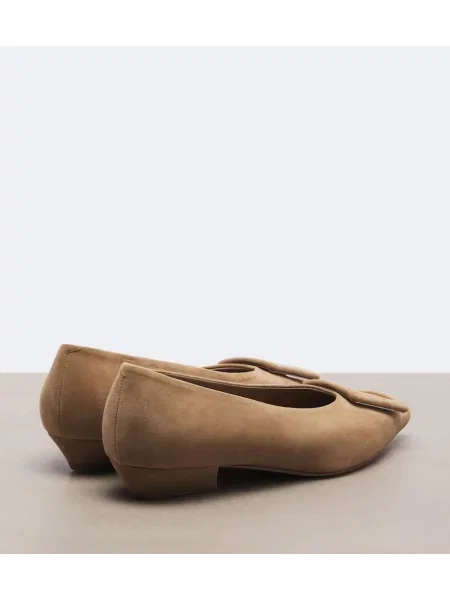 Balerini Roger Vivier din piele de căprioară bej