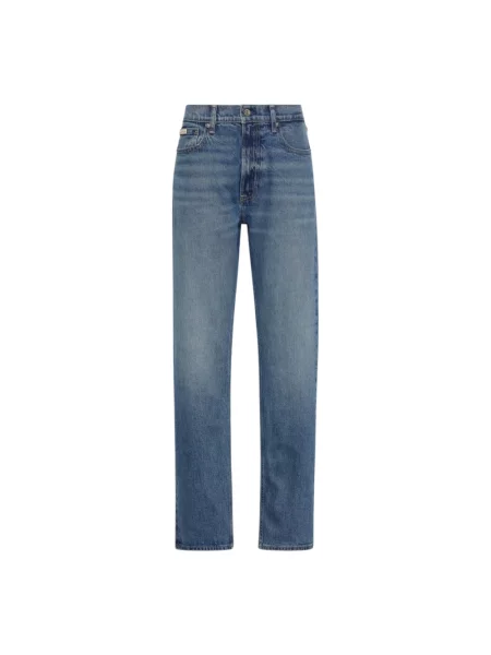 Jeansy straight leg Calvin Klein Jeans niebieskie