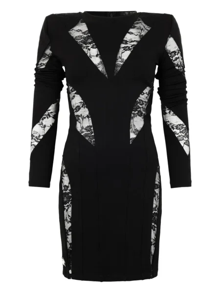 Rochie maxi Philipp Plein din dantelă lungă de costum negru