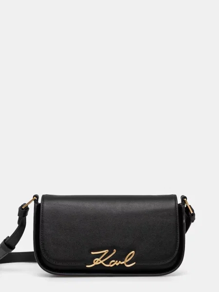 Geanta de piele Karl Lagerfeld K/Signature negru
