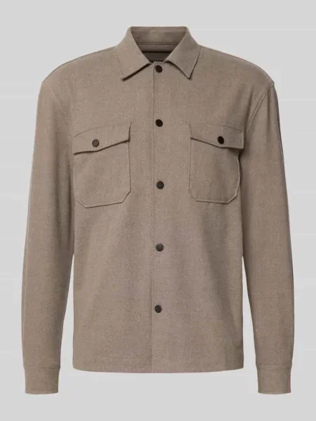 Kurtka koszulowa o kroju regular fit z dodatkiem model ‘MARK’ Only & Sons beżowa
