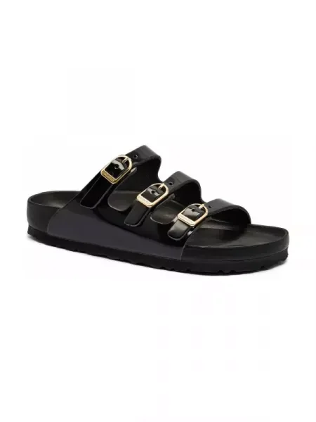 Birkenstock Bőr papucs Florida fekete