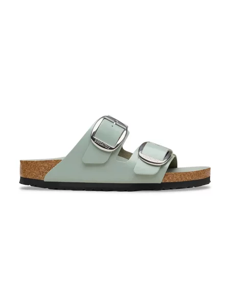 Birkenstock șlapi de piele Arizona Big Buckle verde