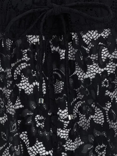 Spodnie Venuja w kwiatki koronkowe czarne