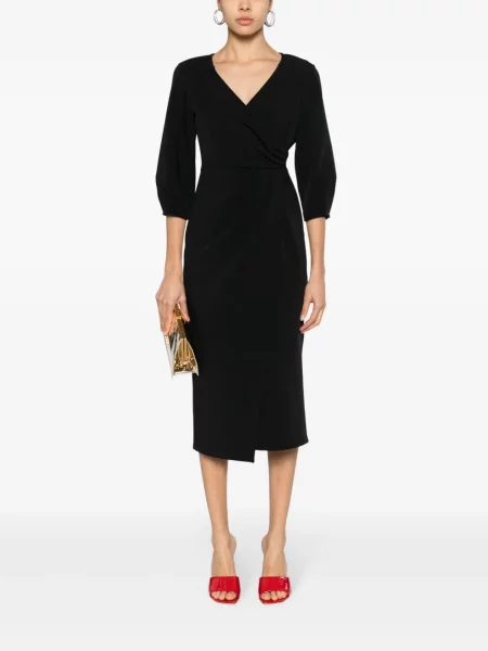 Rochie midi Nissa din crep până la genunchi de costum negru
