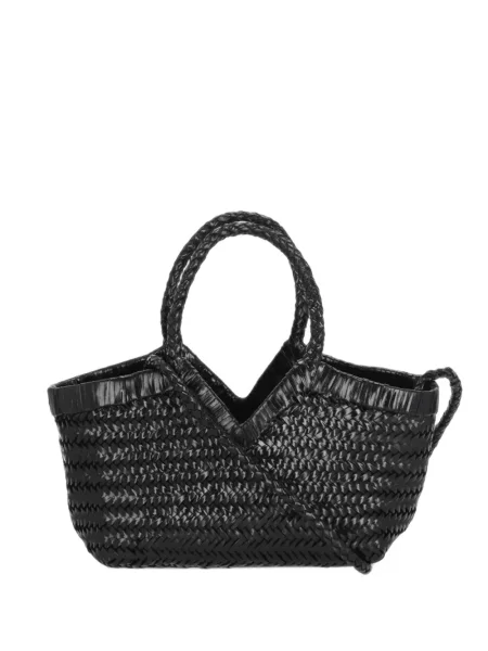 Geantă shopper Vipera din piele țesută negru