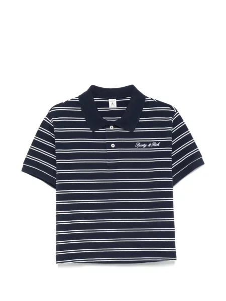 Scurt tricou polo Sporty & Rich cu autograf alb