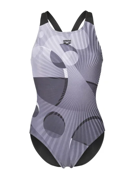 ARENA Costum de baie întreg Depth V Back gri închis / negru alb