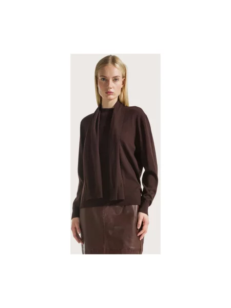 Sweter Seventy wełniany brązowy