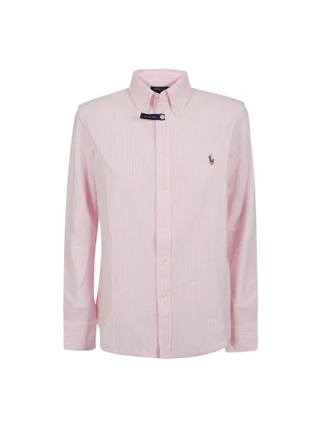 Koszula Polo Ralph Lauren z twillu w paski z paskiem różowa
