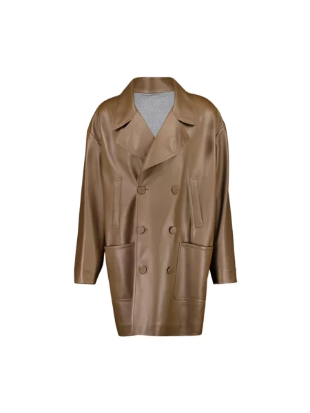 Płaszcz Fendi skórzany brązowy