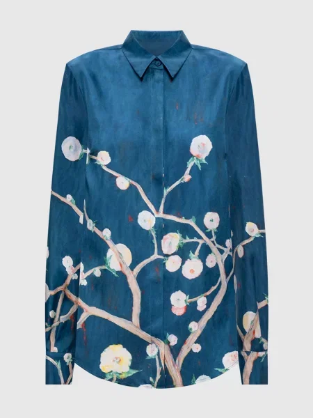 Блуза Henri із шовку Gabriela Hearst синя