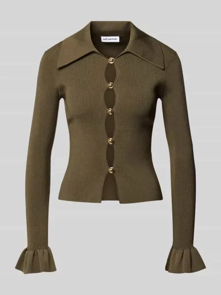 Bluzka o kroju slim fit z mieszanka Self-portrait zielona