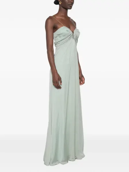 Rochie maxi Raquel Diniz cu volane verde