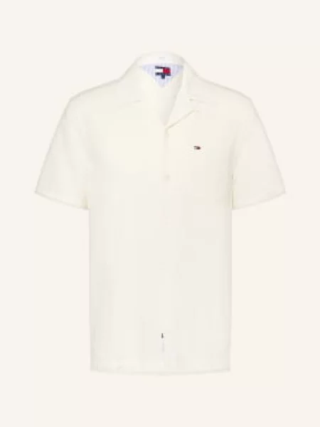 Tommy Jeans Resortová Košile Comfort Fit S Lnem režná